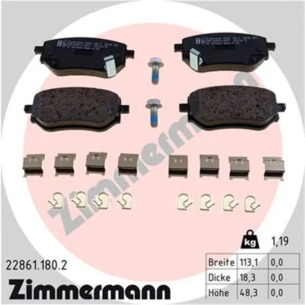 Oferta Especial Juego de pastillas de freno ZIMMERMANN 228611802
