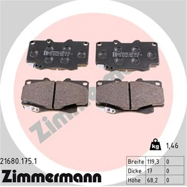 Mejor Calidad Juego de pastillas de freno ZIMMERMANN 216801751