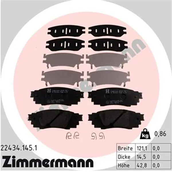 Juego de pastillas de freno ZIMMERMANN 224341451 Exclusivo