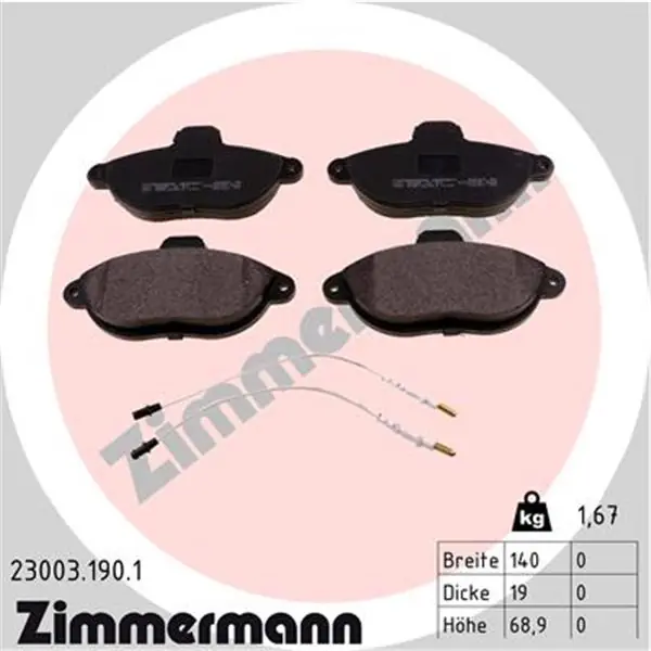 Juego de pastillas de freno ZIMMERMANN 230031901 Ordena Ya
