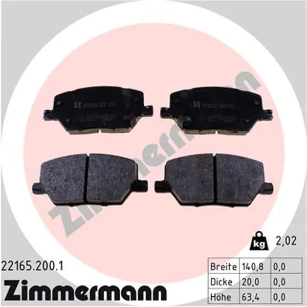 Moderno Juego de pastillas de freno ZIMMERMANN 221652001