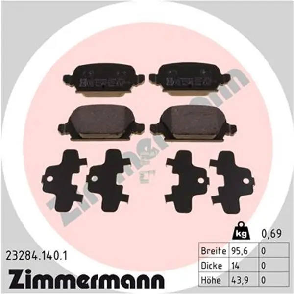 Nuevo Modelo Juego de pastillas de freno ZIMMERMANN 232841401