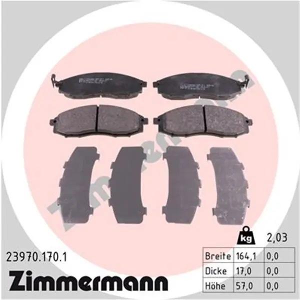 Juego de pastillas de freno ZIMMERMANN 239701701 Certificado