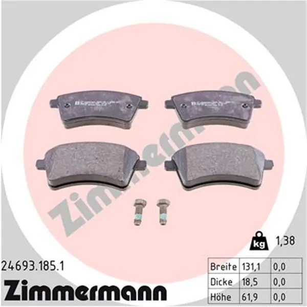 Ordenar Ahora Mismo Juego de pastillas de freno ZIMMERMANN 246931851