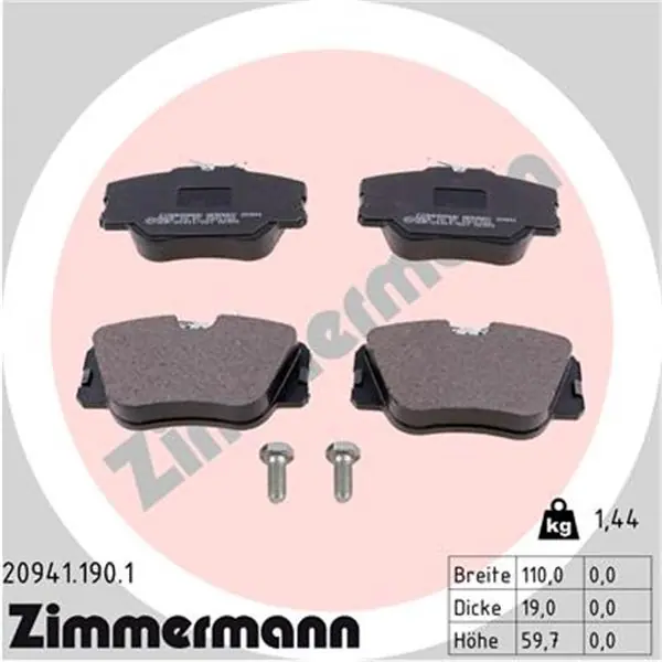 Juego de pastillas de freno ZIMMERMANN 209411901 Liquidación