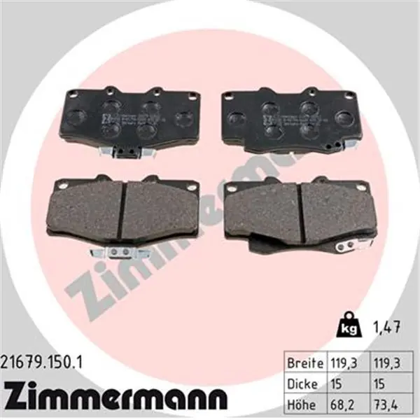 Juego de pastillas de freno ZIMMERMANN 216791501 Compra Hoy