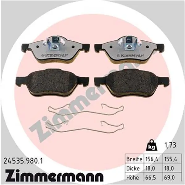 Última Versión Juego de pastillas de freno ZIMMERMANN 245359801