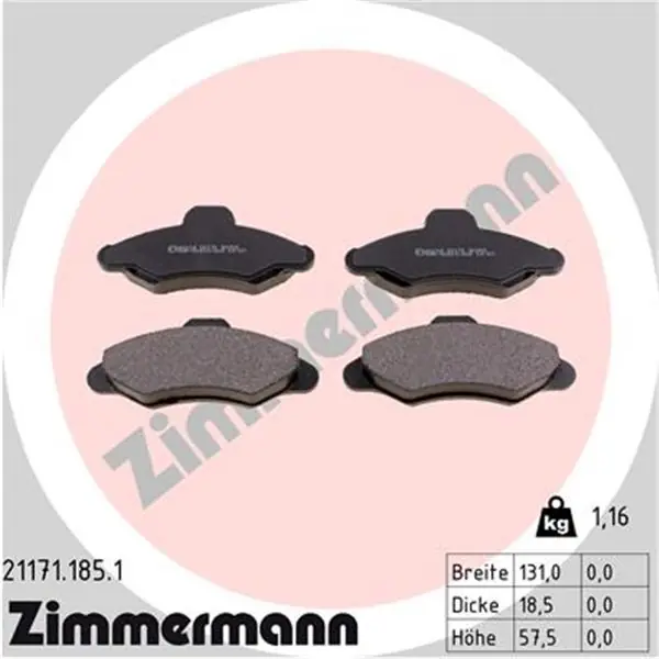 Juego de pastillas de freno ZIMMERMANN 211711851 Novedad