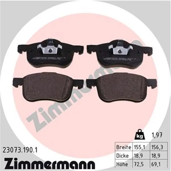 Nuevo Modelo Juego de pastillas de freno ZIMMERMANN 230731901