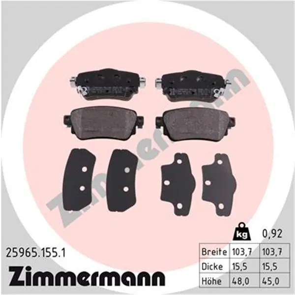 Juego de pastillas de freno ZIMMERMANN 259651551 Tendencia