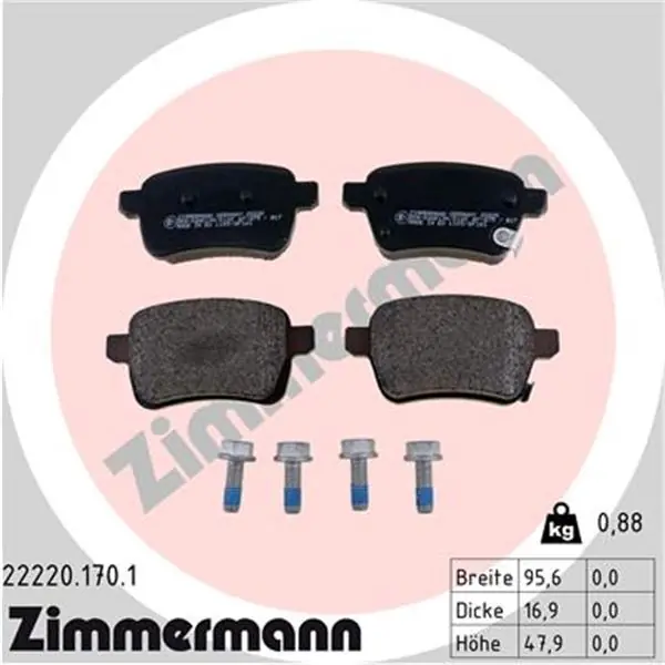 Juego de pastillas de freno ZIMMERMANN 222201701 Marca Reconocida