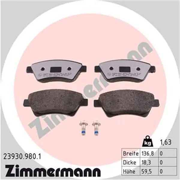 Devolución Gratuita Juego de pastillas de freno ZIMMERMANN 239309801