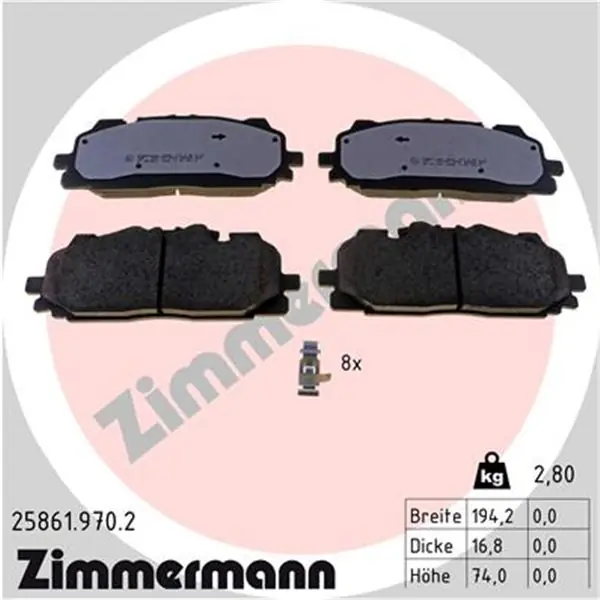 Ordena Ya Juego de pastillas de freno ZIMMERMANN 258619702