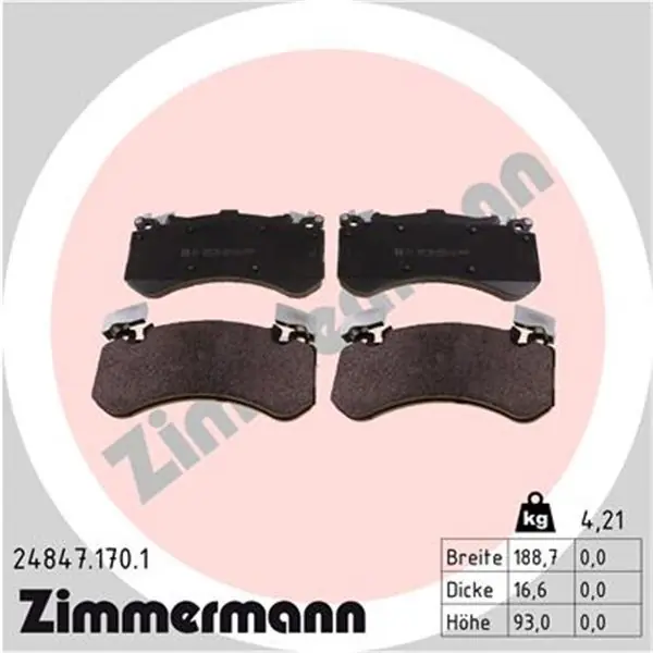Nueva Colección Juego de pastillas de freno ZIMMERMANN 248471701