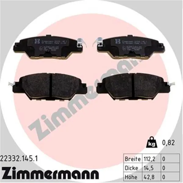 Juego de pastillas de freno ZIMMERMANN 223321451 Alta Calidad