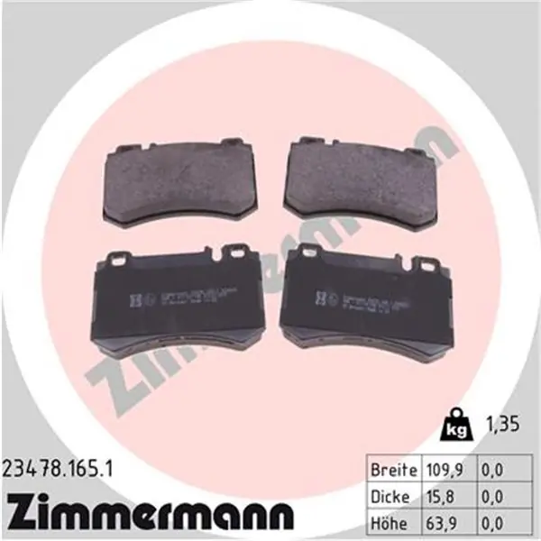 Juego de pastillas de freno ZIMMERMANN 234781651 Moderno