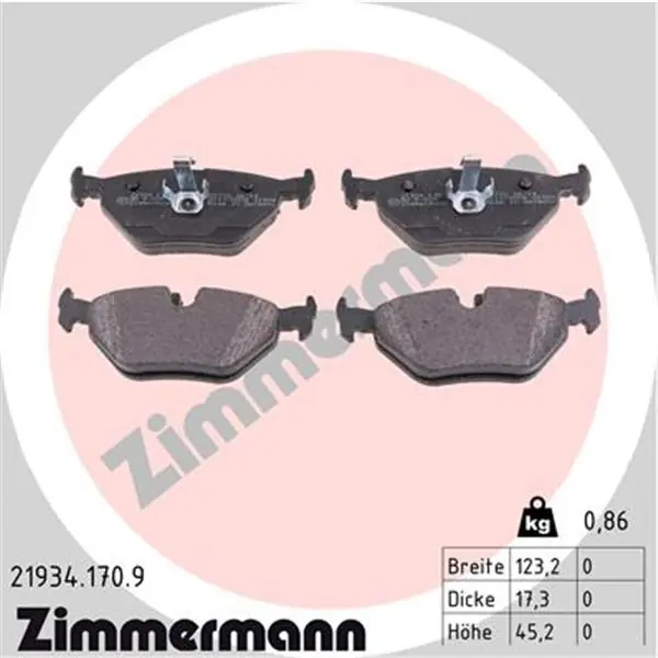 Juego de pastillas de freno ZIMMERMANN 219341709 Profesional