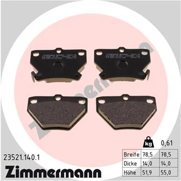 Juego de pastillas de freno ZIMMERMANN 235211401 Gran Oferta