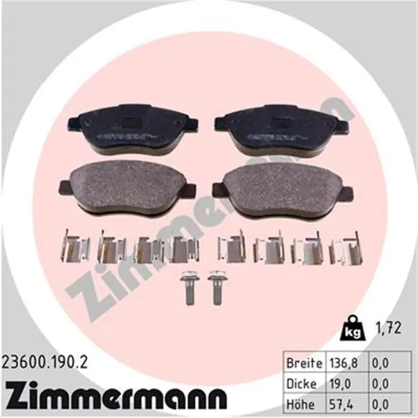 Juego de pastillas de freno ZIMMERMANN 236001902 Mayoreo