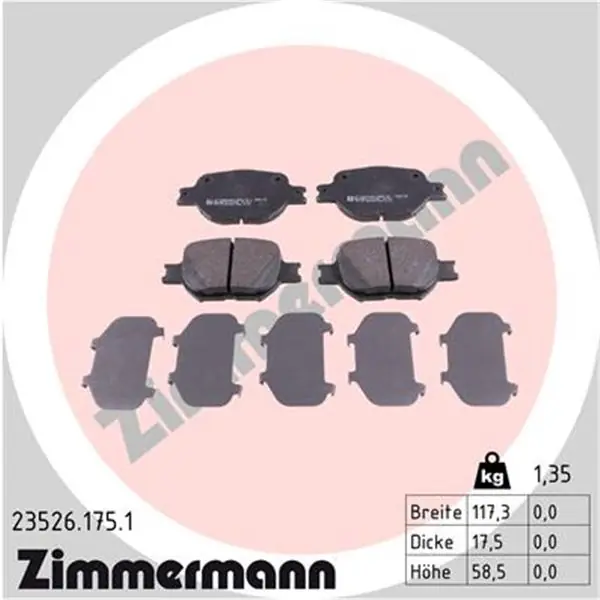 Juego de pastillas de freno ZIMMERMANN 235261751 Última Oportunidad