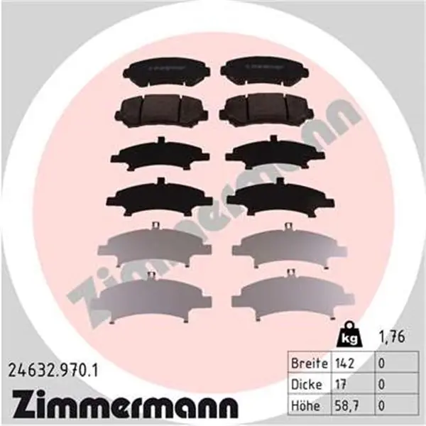 Hecho A Mano Juego de pastillas de freno ZIMMERMANN 246329701