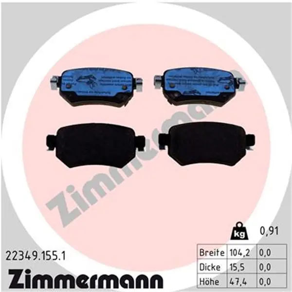 Original Juego de pastillas de freno ZIMMERMANN 223491551