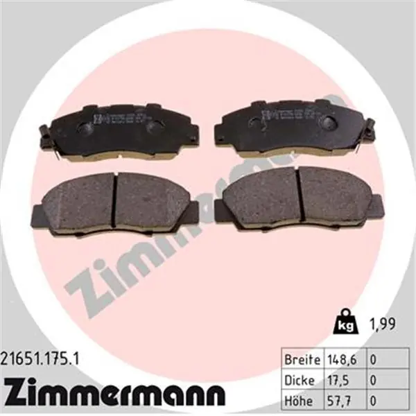 Juego de pastillas de freno ZIMMERMANN 216511751 Promoción