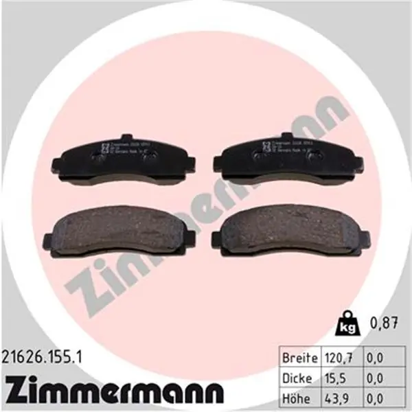 Juego de pastillas de freno ZIMMERMANN 216261551 Stock Limitado
