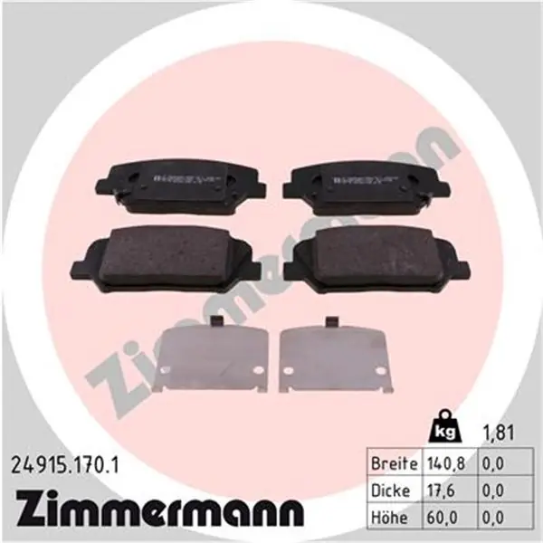 Juego de pastillas de freno ZIMMERMANN 249151701 Precio De Oferta