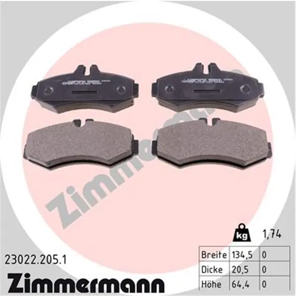 Juego de pastillas de freno ZIMMERMANN 230222051 Profesional