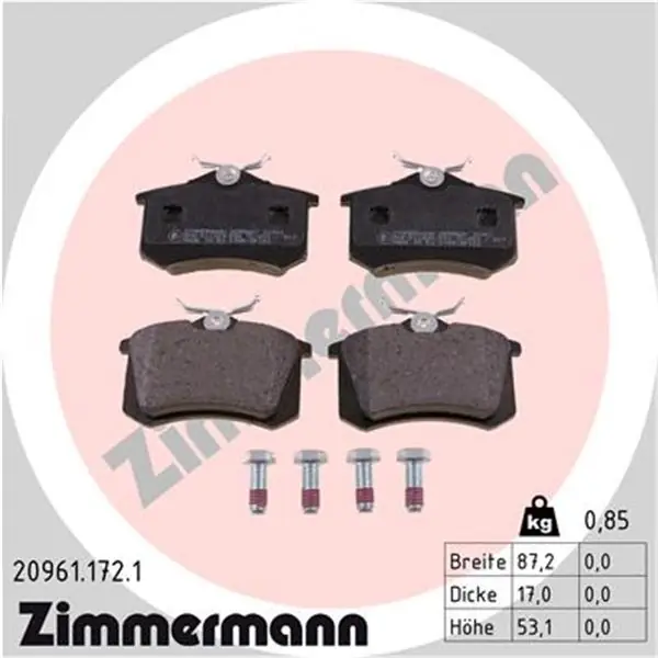 Precio Rebajado Juego de pastillas de freno ZIMMERMANN 209611721
