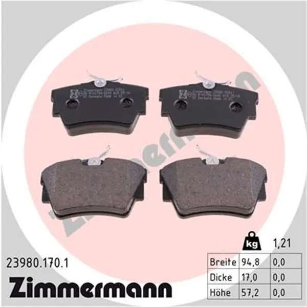 Juego de pastillas de freno ZIMMERMANN 239801701 Stock Limitado