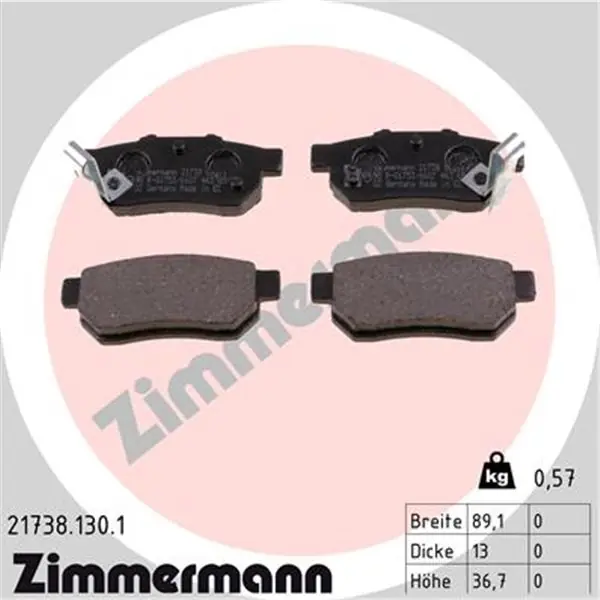 Más Vendido Juego de pastillas de freno ZIMMERMANN 217381301