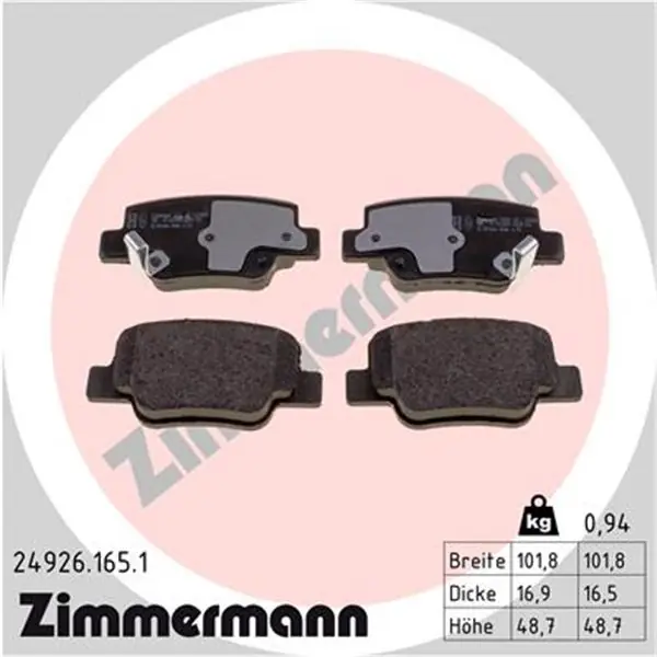 Oferta Especial Juego de pastillas de freno ZIMMERMANN 249261651