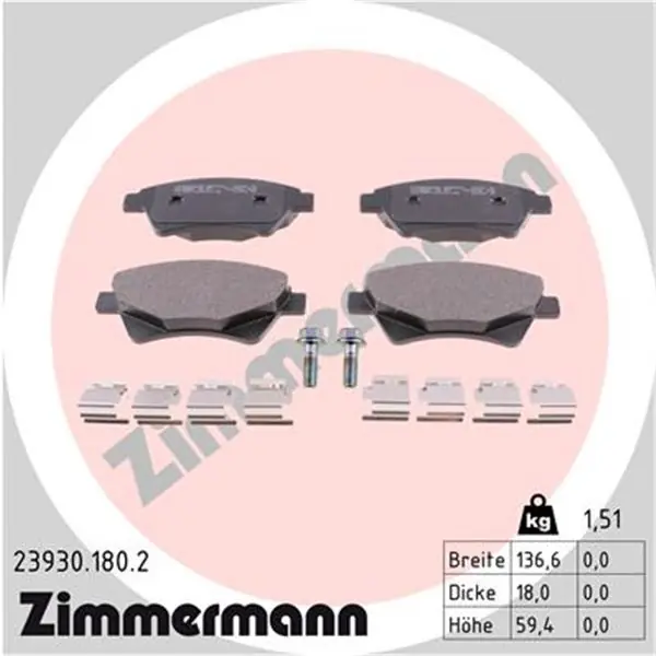 Juego de pastillas de freno ZIMMERMANN 239301802 Disponible Ahora