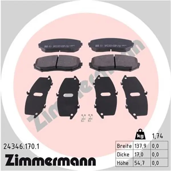 Solo Hoy Juego de pastillas de freno ZIMMERMANN 243461701