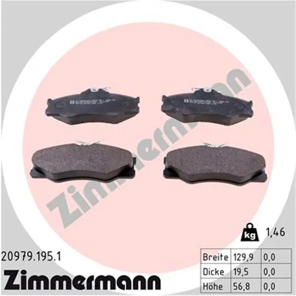Juego de pastillas de freno ZIMMERMANN 209791951 Lujoso
