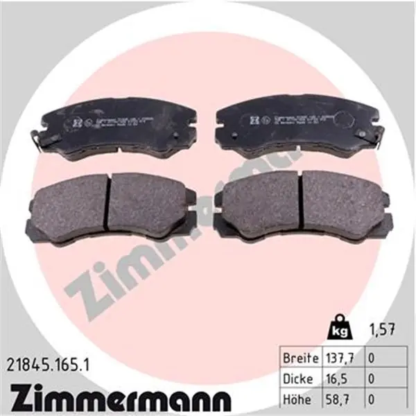 Juego de pastillas de freno ZIMMERMANN 218451651 Garantía De Devolución De Dinero