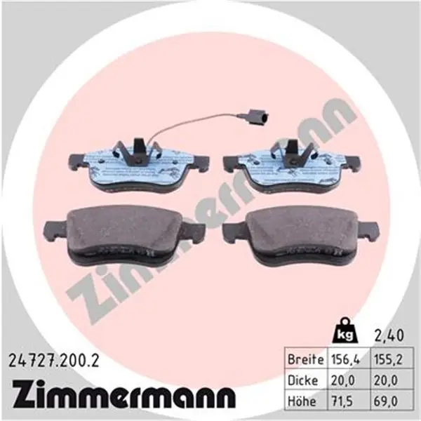 Artesanal Juego de pastillas de freno ZIMMERMANN 247272002