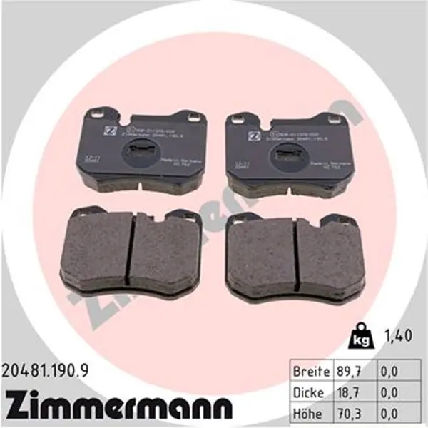 Moderno Juego de pastillas de freno ZIMMERMANN 204811909