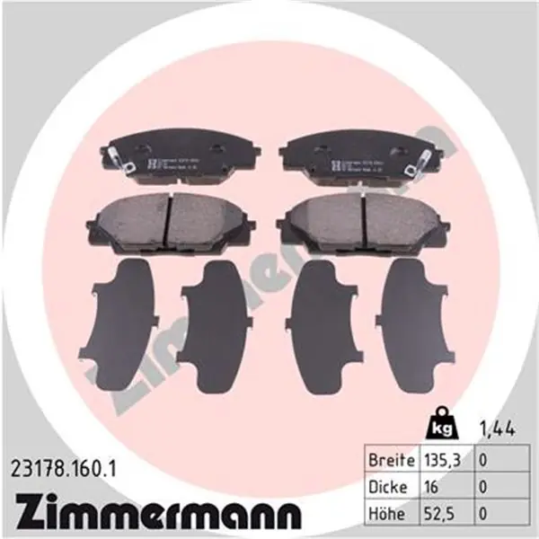 Juego de pastillas de freno ZIMMERMANN 231781601 Garantía Incluida
