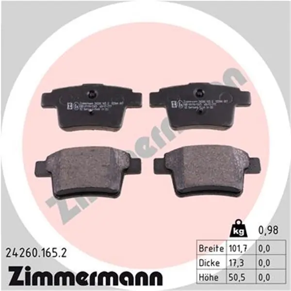 Oferta De Temporada Juego de pastillas de freno ZIMMERMANN 242601652