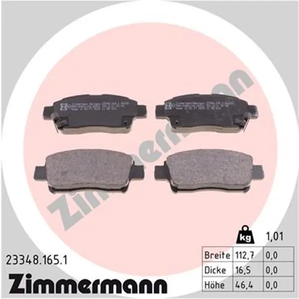 Hecho A Mano Juego de pastillas de freno ZIMMERMANN 233481651