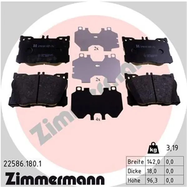 Juego de pastillas de freno ZIMMERMANN 225861801 Solo Hoy
