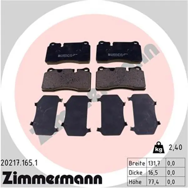 Envío Internacional Juego de pastillas de freno ZIMMERMANN 202171651