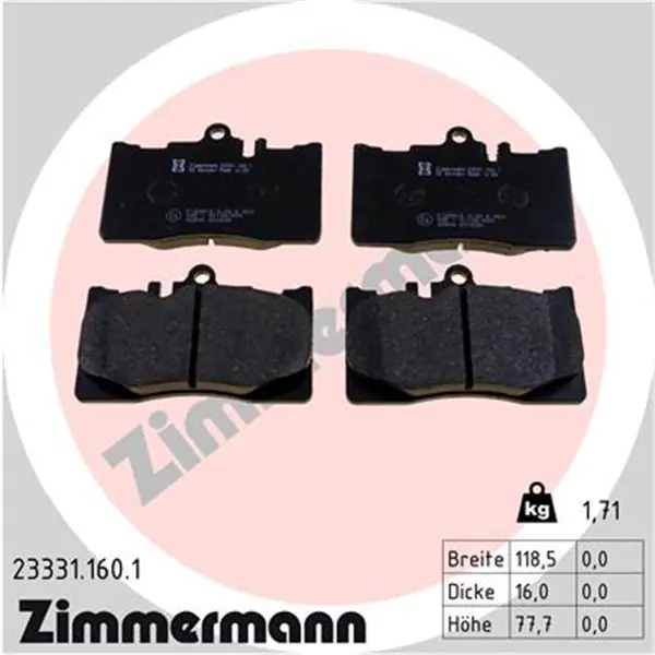 Mejor Precio Juego de pastillas de freno ZIMMERMANN 233311601
