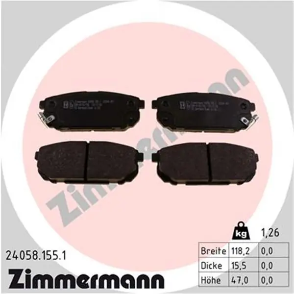 Juego de pastillas de freno ZIMMERMANN 240581551 Alta Calidad