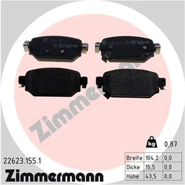 Novedad Juego de pastillas de freno ZIMMERMANN 226231551