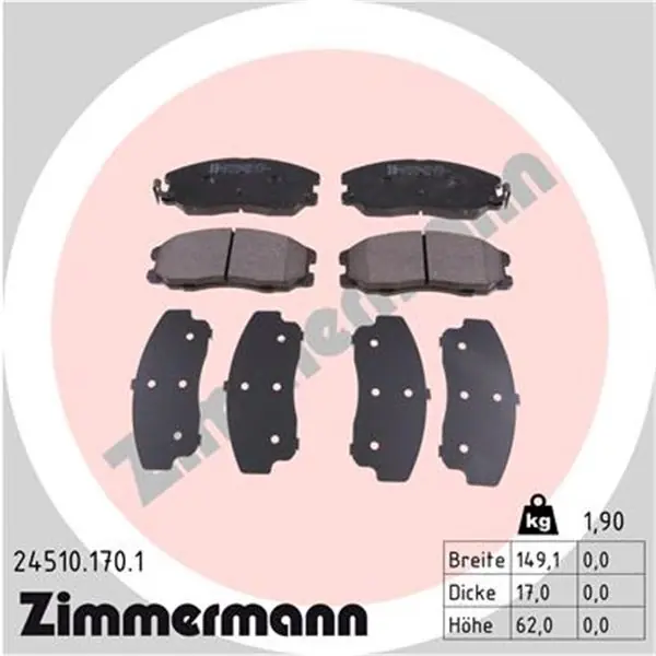 Juego de pastillas de freno ZIMMERMANN 245101701 Novedad