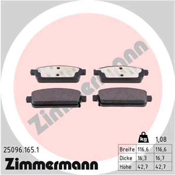Juego de pastillas de freno ZIMMERMANN 250961651 Bestseller